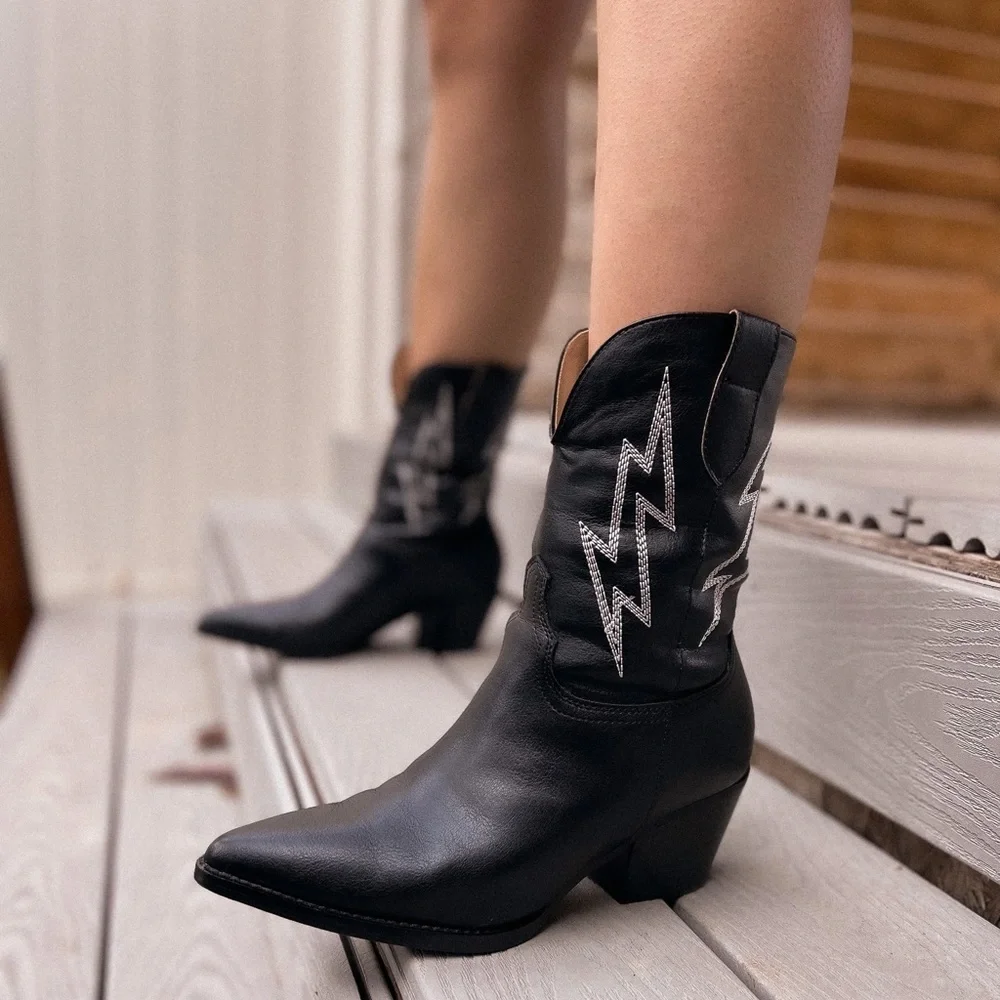 lightning bolt cowboy booties - Picture 1 of 7